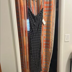 RVCA Black and White Slip Midi Dress for Cocktail